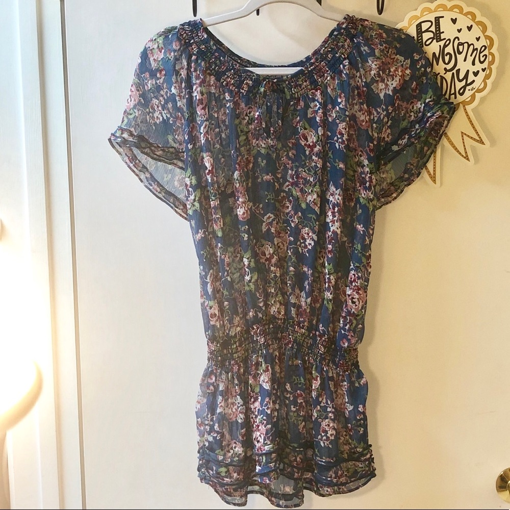 Express floral sheer tunic top